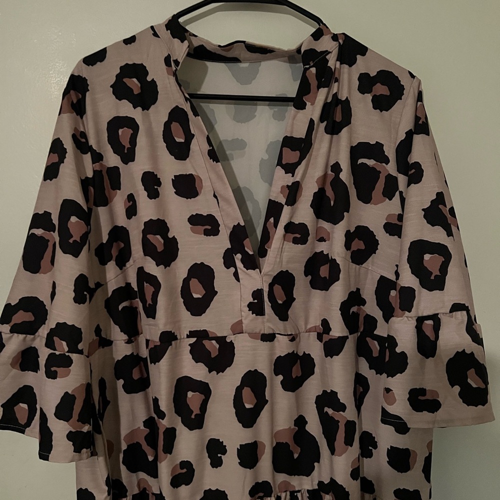 Leopard Print V-Neck Dress